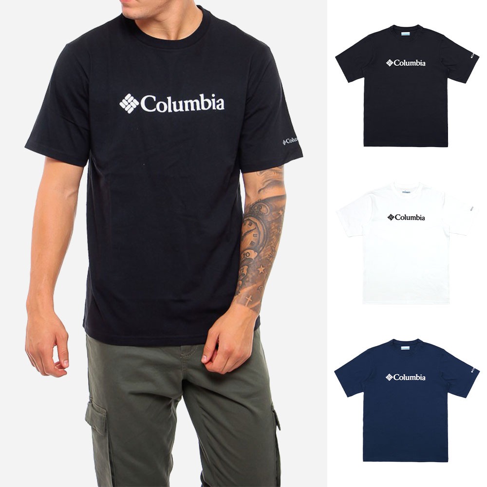 컬럼비아 남성 베이직 로고 반팔 티셔츠