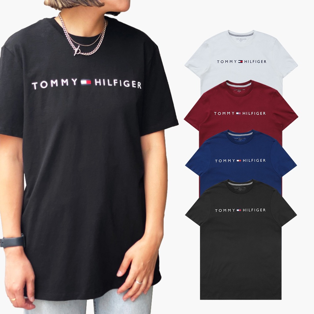 타미힐피거 남녀공용 반팔 락업 티셔츠